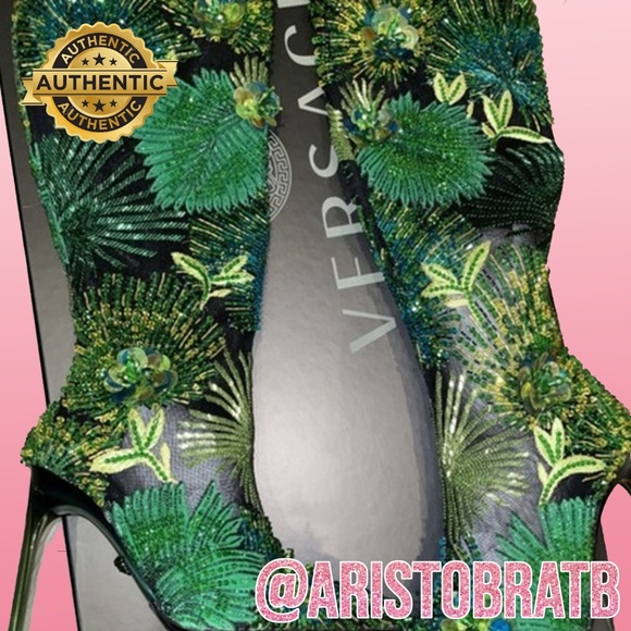 Versace Green Jungle Size 37 Boots/Booties - Picture 2 of 5